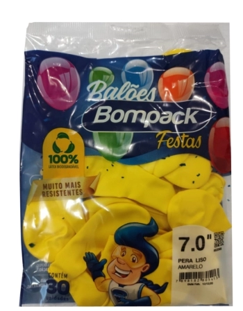 BALAO LISO N7 BOMPACK IMP AZUL AMARELO C 30UN