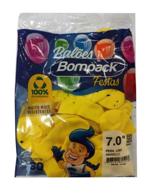 BALAO LISO N7 BOMPACK IMP AZUL AMARELO C 30UN