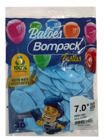 BALAO LISO N7 BOMPACK IMP AZUL CLARO C 30UN