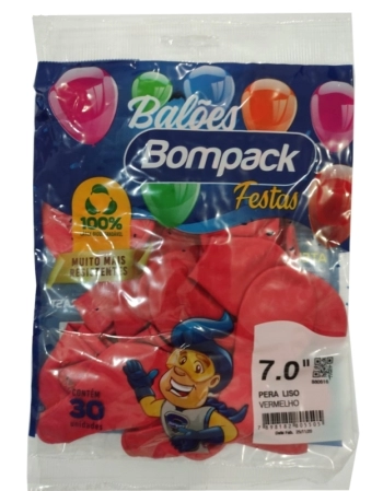 BALAO LISO N7 BOMPACK VERMELHO C 30UN