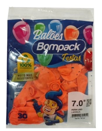 BALAO LISO N7 BOMPACK LARANJA C 30UN