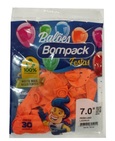 BALAO LISO N7 BOMPACK LARANJA C 30UN