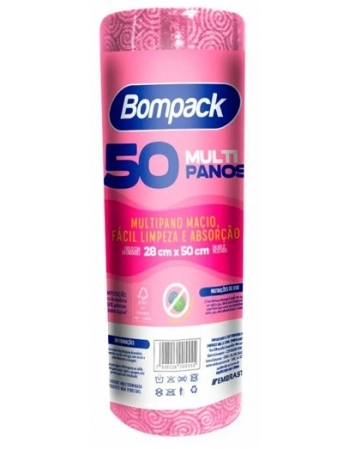 PANO BOB BOMPACK MULTI PANOS LIMP LEVE 20X50 35G ROSA 50UN