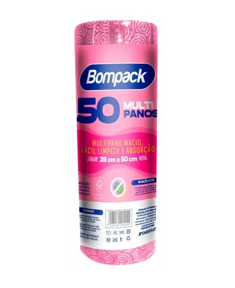 PANO BOB BOMPACK MULTI PANOS LIMP LEVE 20X50 35G ROSA 50UN