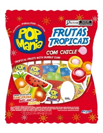 PIRULITO POP MANIA FRUTAS TROPICAIS 500G