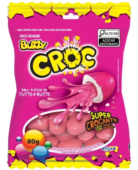 CHICLE BUZZY CROC TUTTI FRUTTI 15X80G