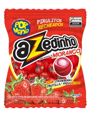 PIRULITO POP MANIA AZEDINHO MORANGO 500G