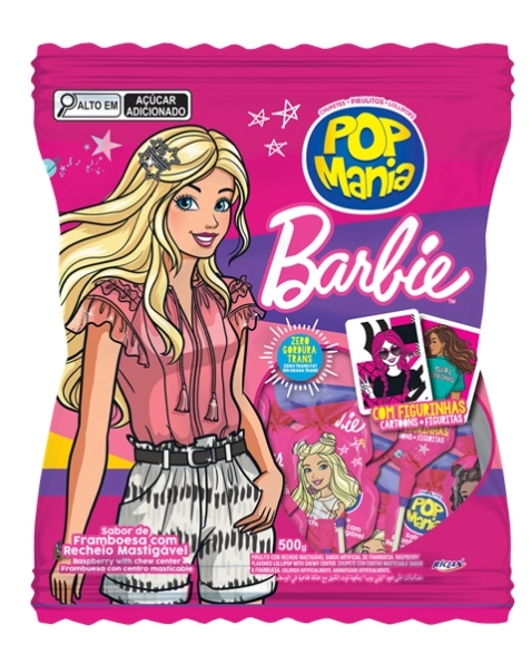 PIRULITO POP MANIA BARBIE FRAMBOESA 500G