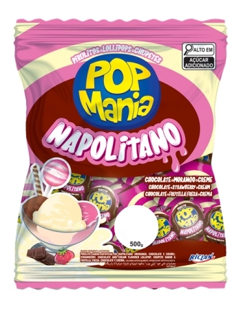 PIRULITO POP MANIA NAPOLITANO 500G