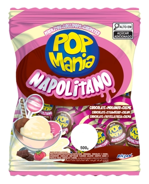 PIRULITO POP MANIA NAPOLITANO 500G