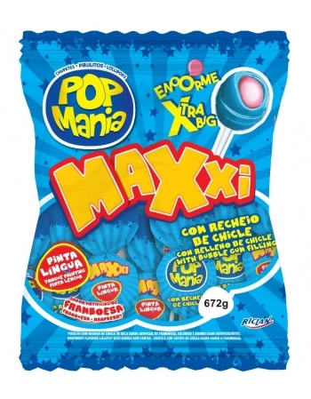 PIRULITO POP MANIA MAXXI BLUE FRAMB 24UN