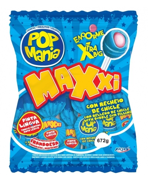 PIRULITO POP MANIA MAXXI BLUE FRAMB 24UN