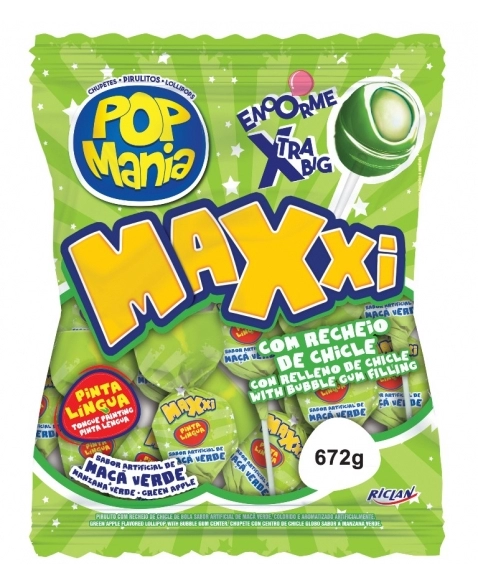 PIRULITO POP MANIA MAXXI MACA VERDE 24UN