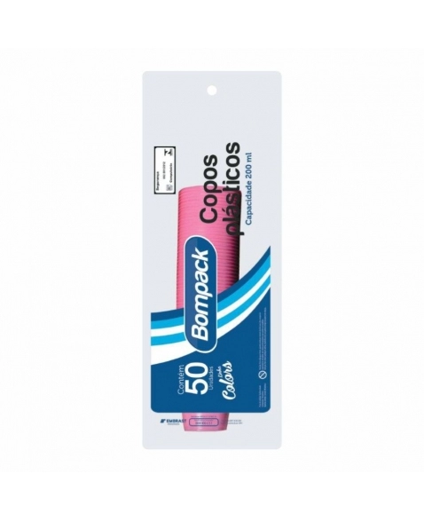 COPO BOMPACK ROSA 200ML 50UN