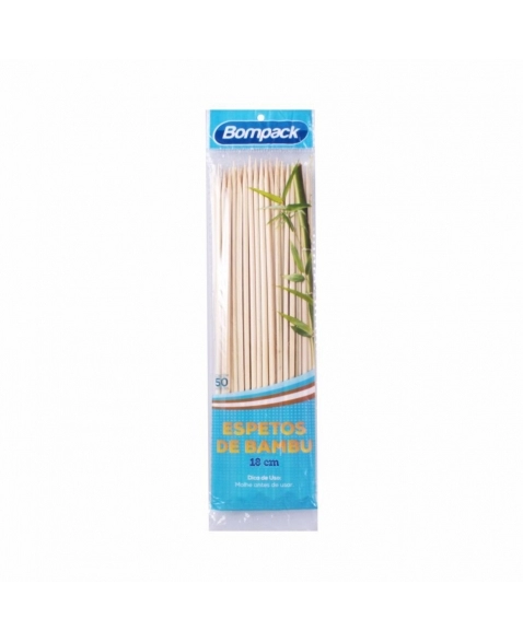 ESPETO BOMPACK DE BAMBU 18CM 50UN