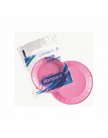 PRATOS BOMPACK ROSA 15CM 10UN