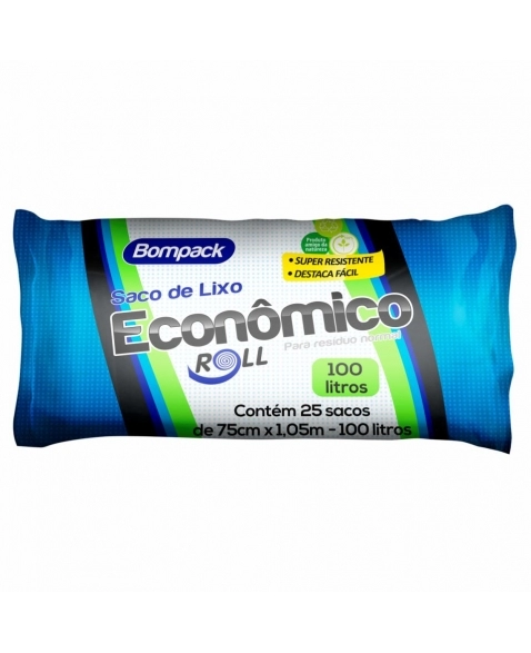 SACO DE LIXO BOMPACK 100LT ECONOMICO 25UN