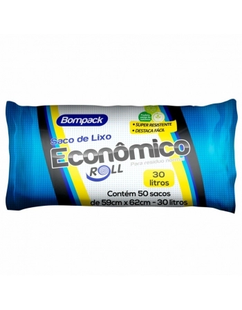 SACO DE LIXO BOMPACK 30LT ECONOMICO 50UN