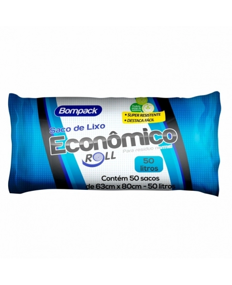 SACO DE LIXO BOMPACK 50LT ECONOMICO 50UN